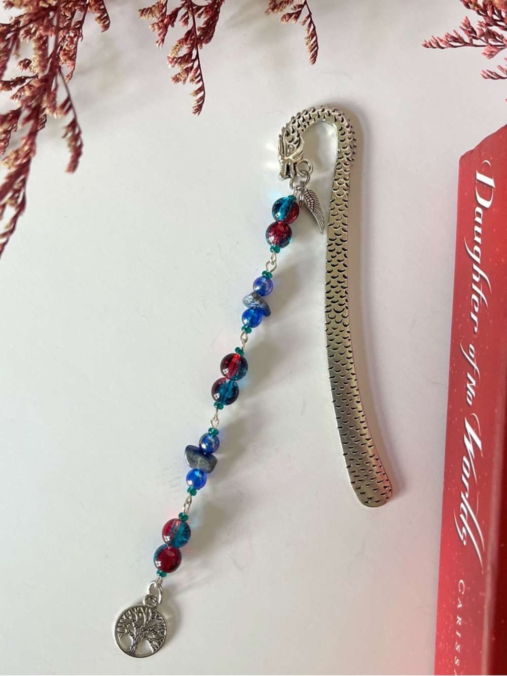 Handmade Dragon Bookmark | Book Accessory | Tree of Life Charm | Reader Gift